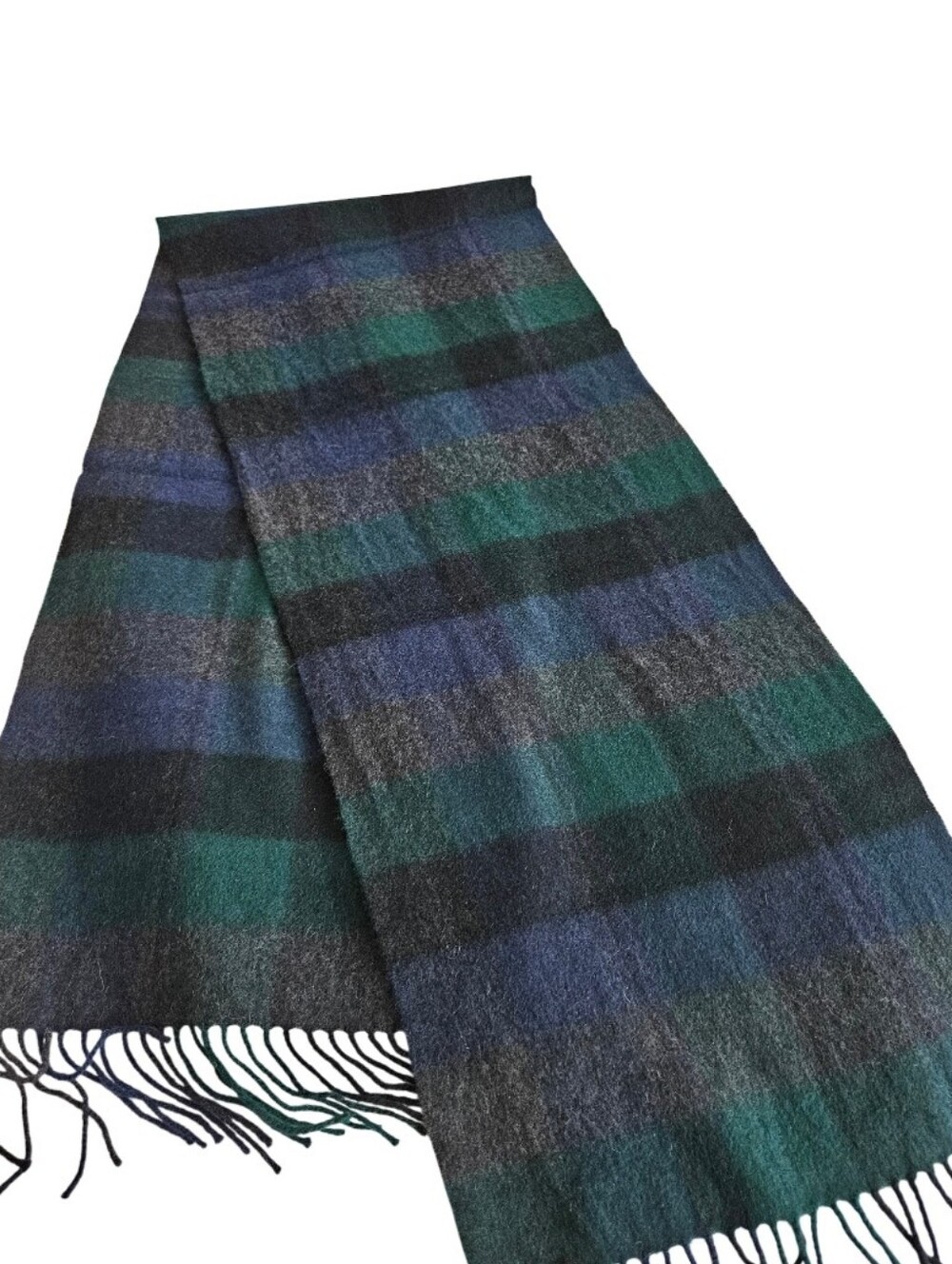 Club Room 100% Cashmere Tartan Pattern  Fringe Scarf Unisex